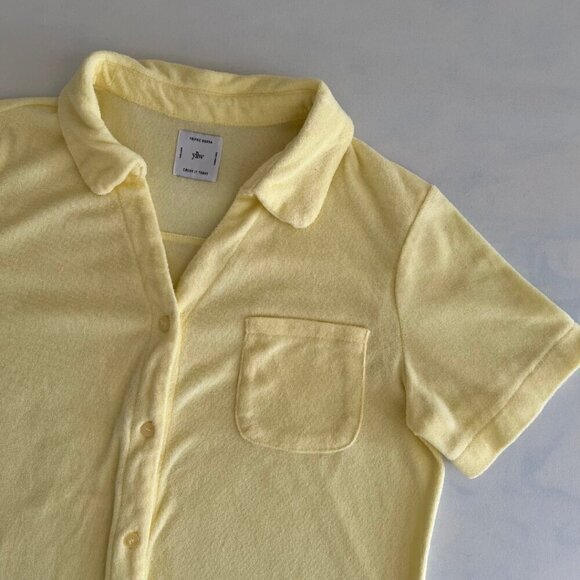 Yllw The Label Cotton Button Down Towel Short Sleeve Shirt - Picture 4 of 7